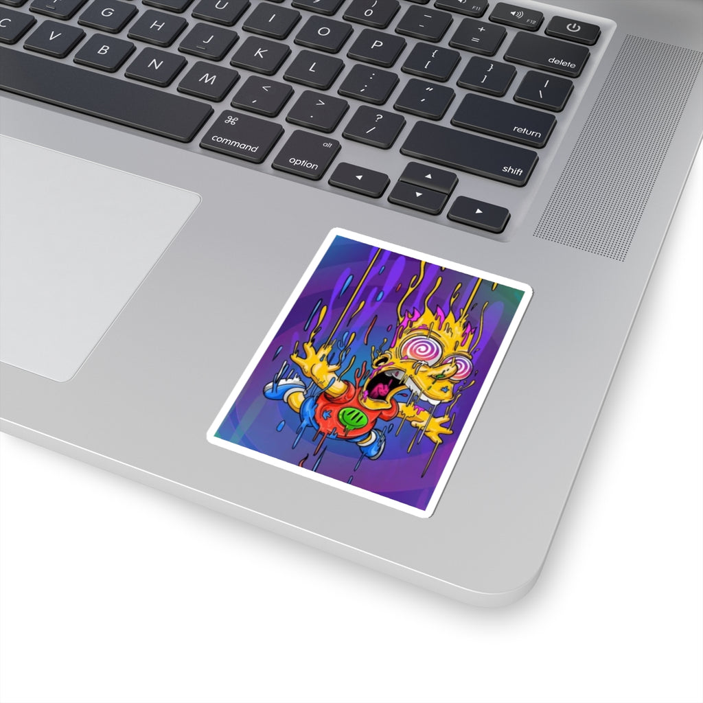 Psychedelic Meltdown Bart Kiss-Cut Sticker | Trippy Drip Art