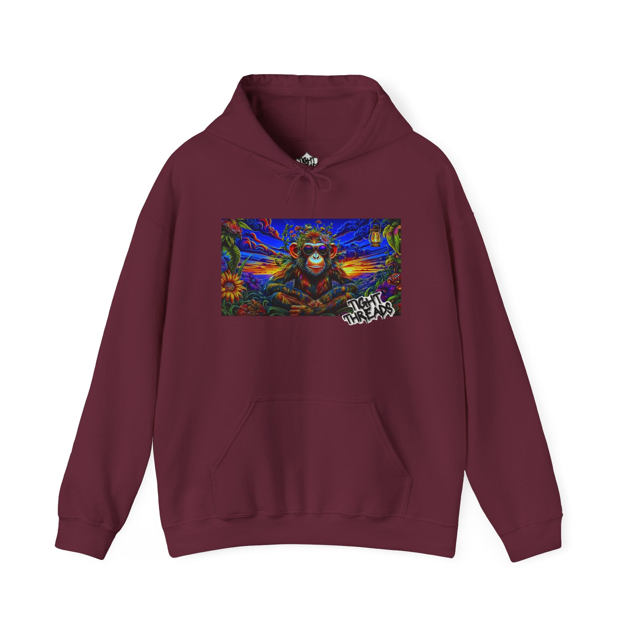 Colorful Cool Monkey Artistic Hoodie, Graphic Sweatshirt, Beach Vibe, Casual Streetwear, Cozy Gift, Unisex Hooded Sweatshirt