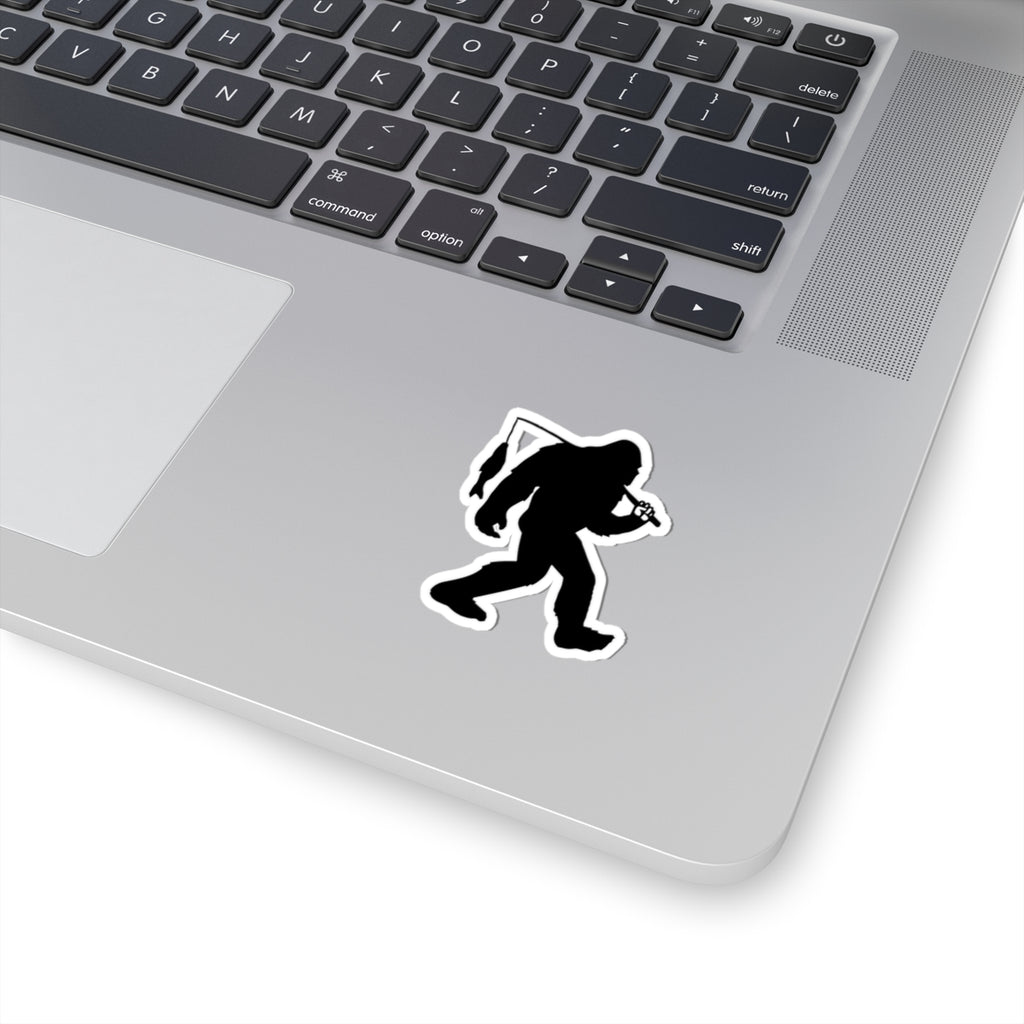 Bigfoot Silhouette with Fish Sticker | Kiss-Cut Sticker