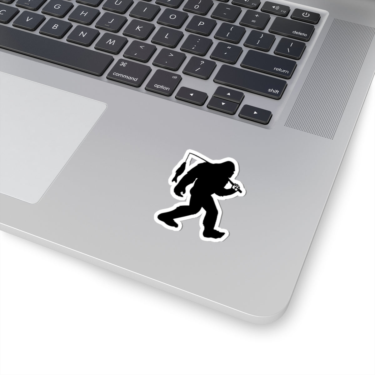 Bigfoot Silhouette with Fish Sticker | Kiss-Cut Sticker