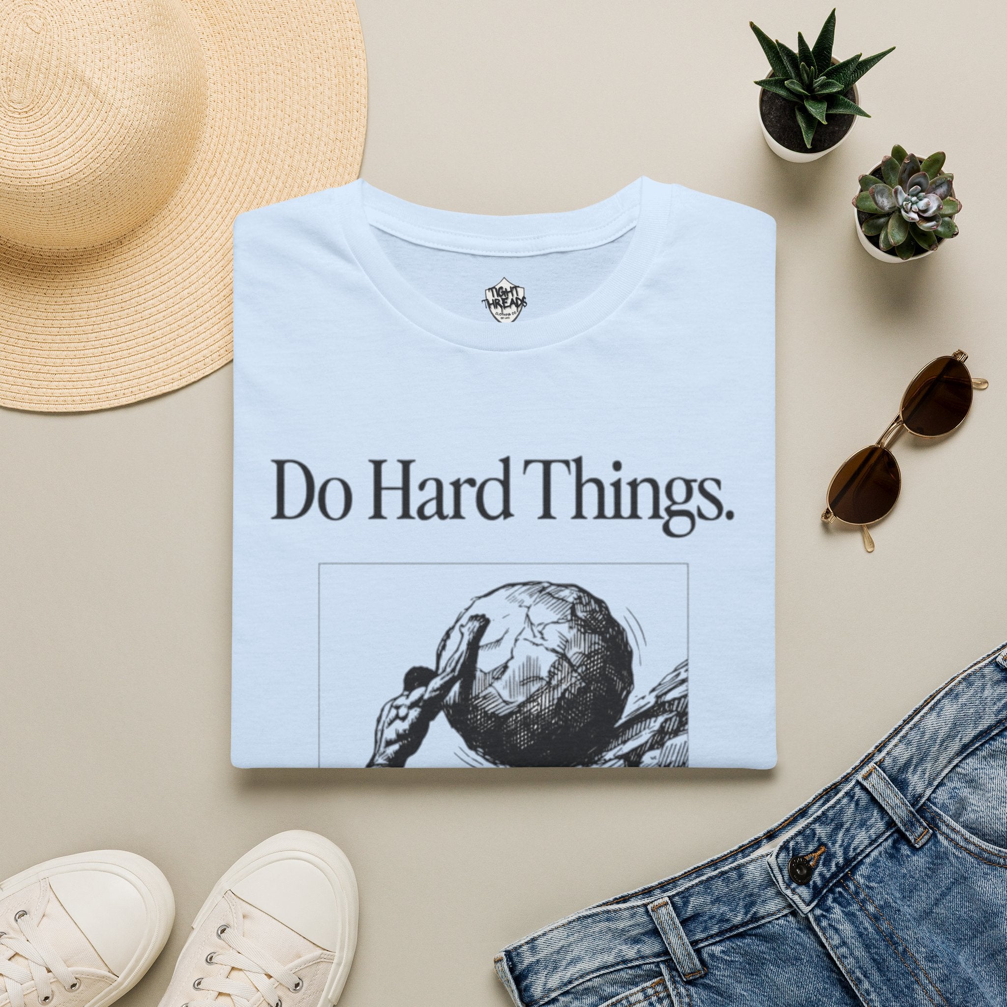 Do Hard Things Inspirational Unisex T-Shirt: Motivational Gym Tee, Casual Workout Shirt, Positive Apparel