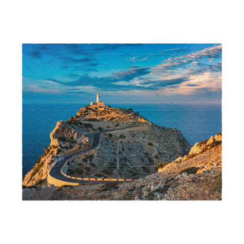 Coastal Lighthouse Cliff Road Puzzle 520-piece | Scenic Seascape Jigsaw