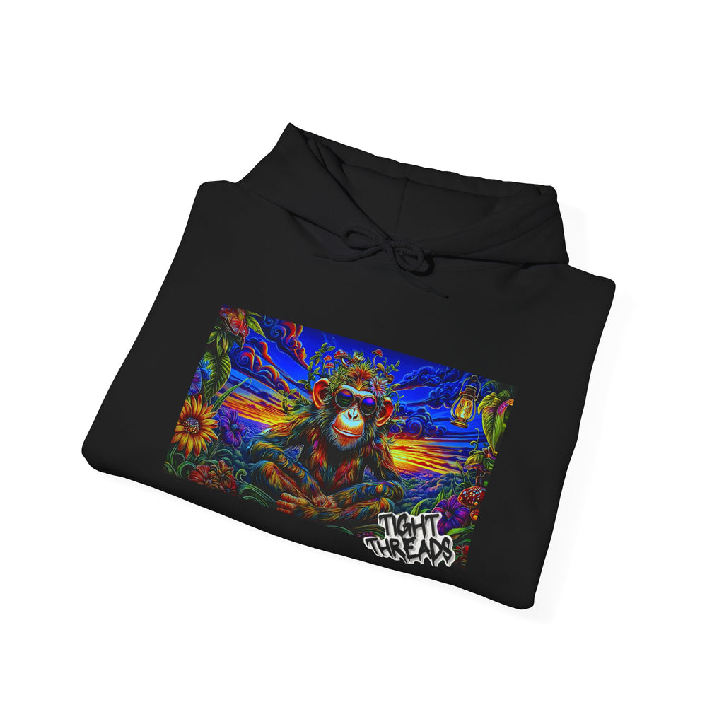 Colorful Cool Monkey Artistic Hoodie, Graphic Sweatshirt, Beach Vibe, Casual Streetwear, Cozy Gift, Unisex Hooded Sweatshirt
