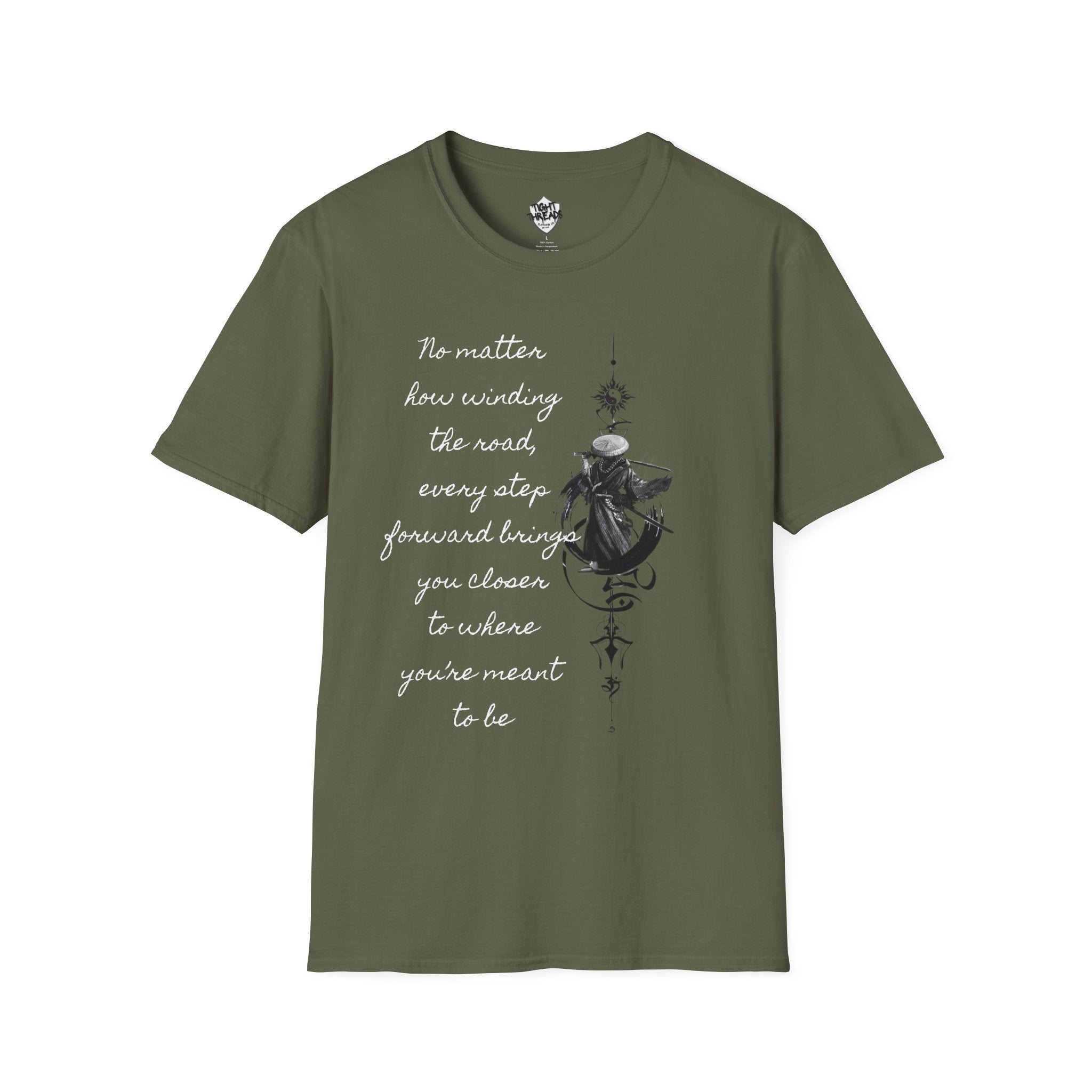 Samurai Unalome Inspirational Quote T-Shirt, Motivational Tee, Unique Graphic Shirt, Gift for Friends, Casual Wear, Unisex Softstyle Tee
