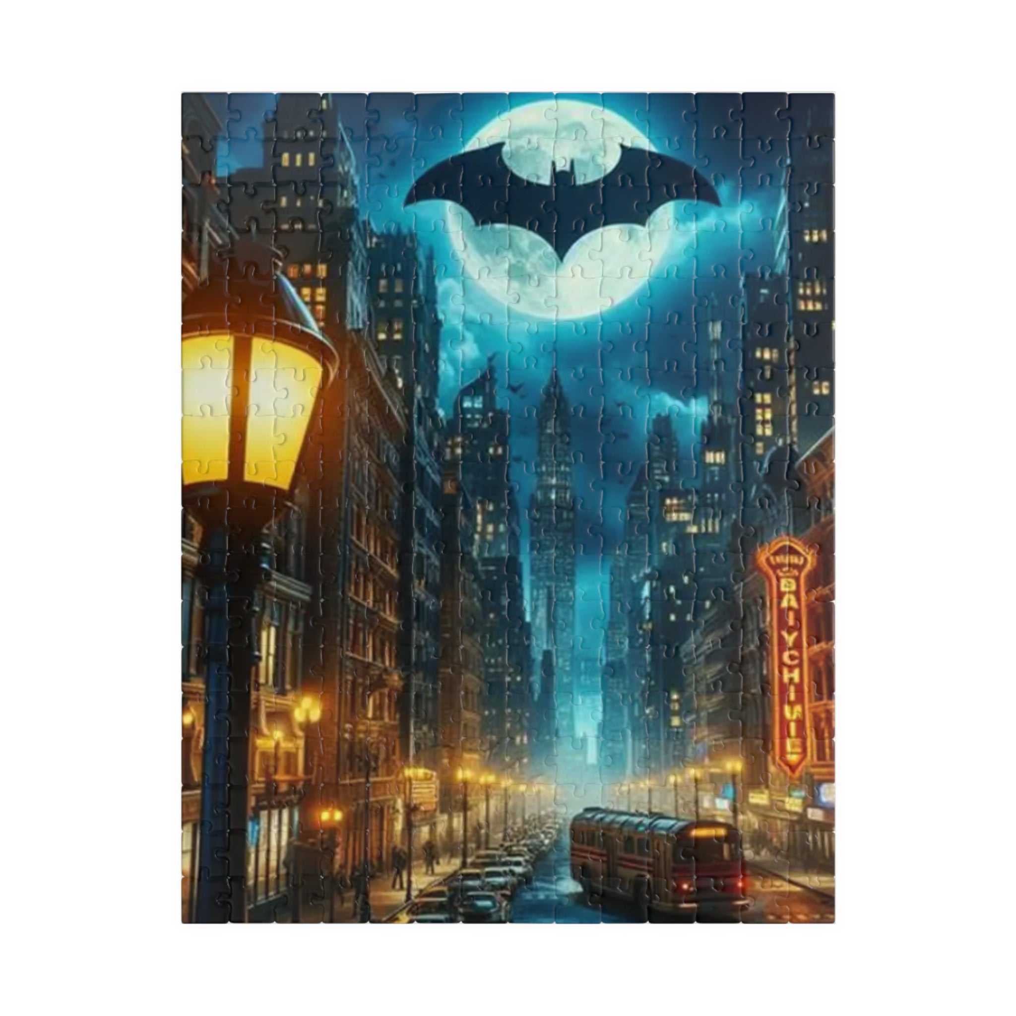 Gotham Night Skyline Batman signal Puzzle