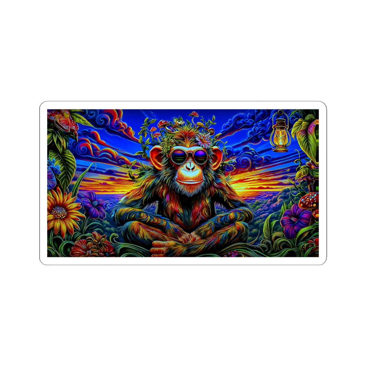 Psychedelic Monkey Kiss-Cut Stickers Funky Laptop Decals, Colorful Water Bottle Stickers, Unique Wall Art, Monkey Lover Gifts