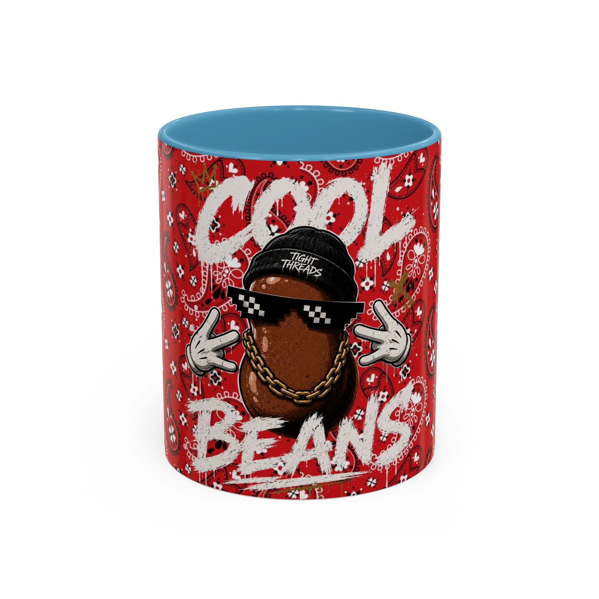 Cool Beans Mug | Red Bandana Coffee Cup, Hip-Hop Bean Graphic 11oz 15oz
