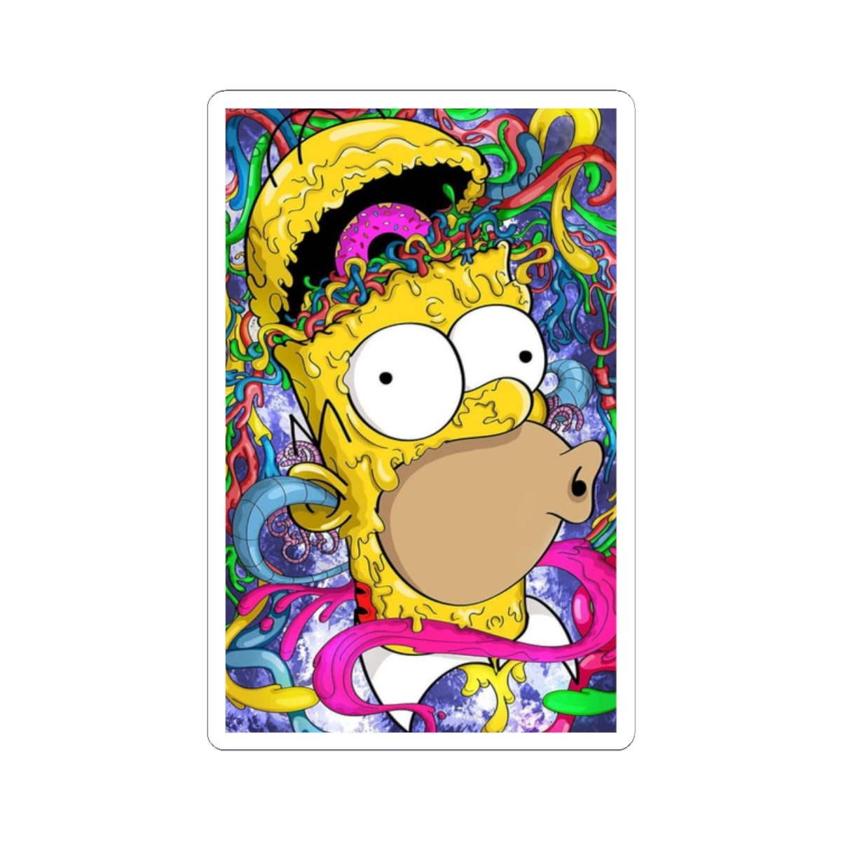 Psychedelic Homer doenut brain Sticker | Kiss-Cut Sticker