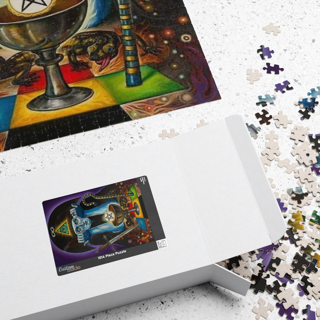 Occult Tarot Illustration Puzzle 520 Piece | Mystic Eye Pentagram Chalice Puzzle