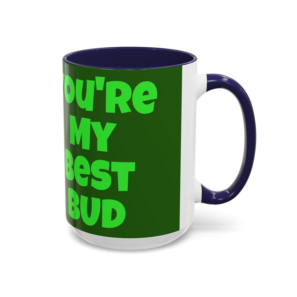 Leafy Green Lettering Accent Coffee Mug 11oz 15oz | Forest Background, Contrasting Handle