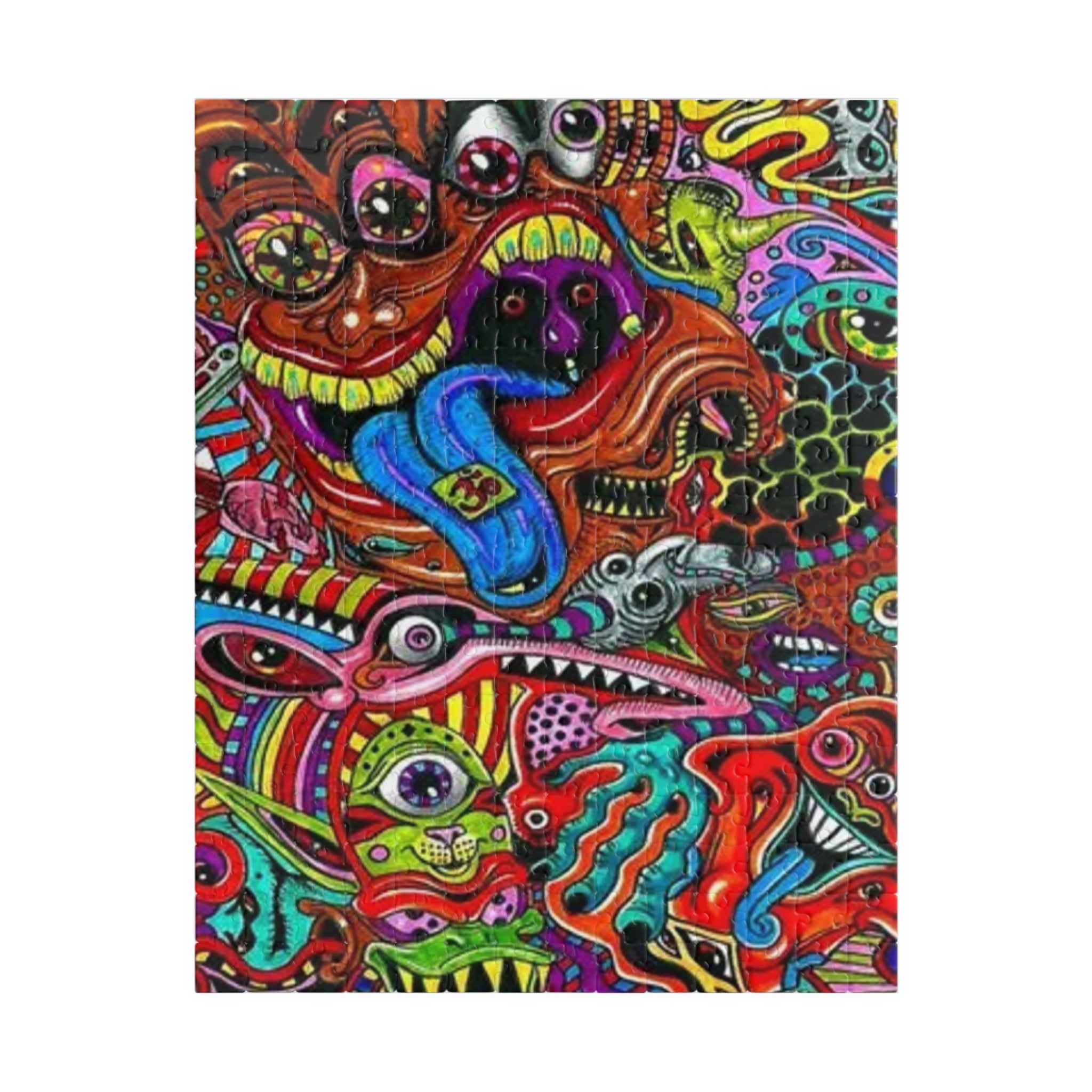 Psychedelic Monster Collage Puzzle 500+ Piece | Colorful Trippy Art Jigsaw