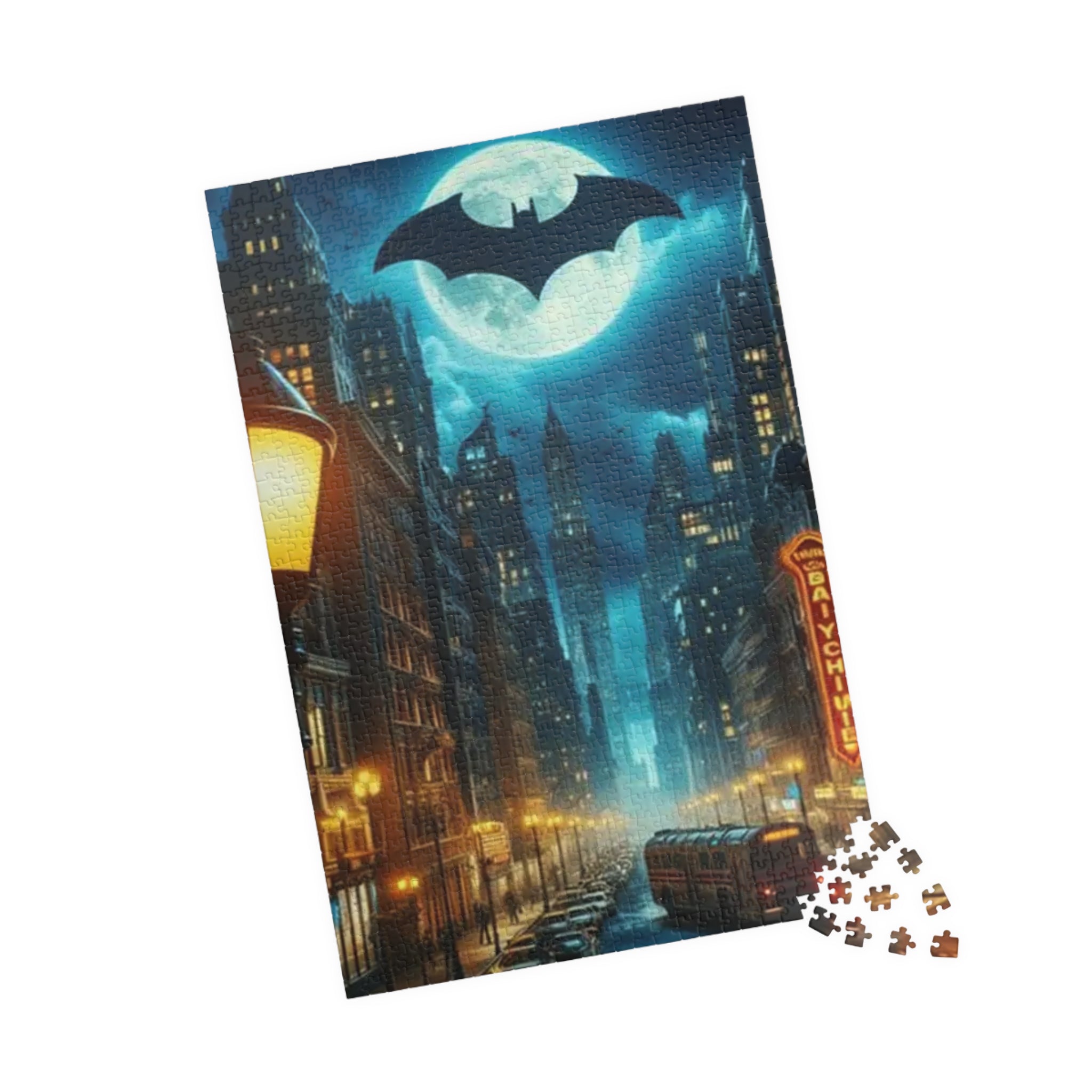 Gotham Night Skyline Batman signal Puzzle