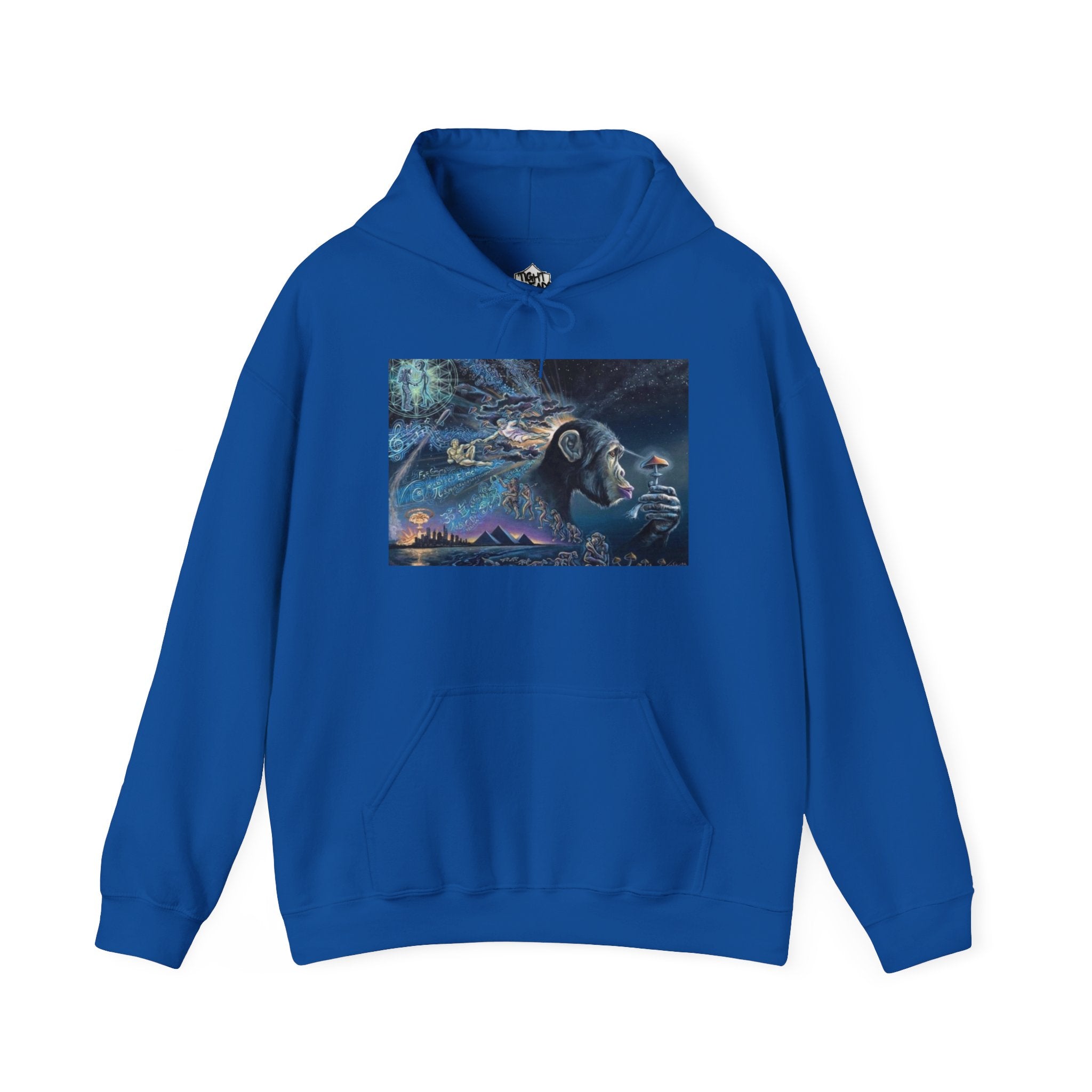 Stoned Ape Theory Hoodie - Unisex Heavy Blend Sweatshirt, Galaxy Art Pullover, Mens Womens Hoodie, Chill Vibes Sweatshirt