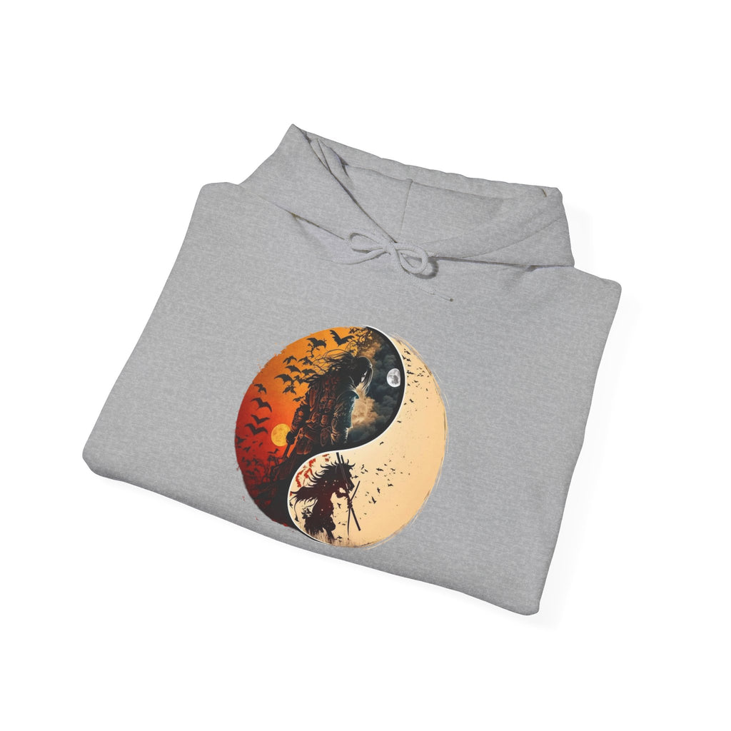 Yin Yang Samurai Hoodie - Cozy Streetwear, Unisex Fashion, Meditation Gift, Casual Wear, Spiritual Apparel