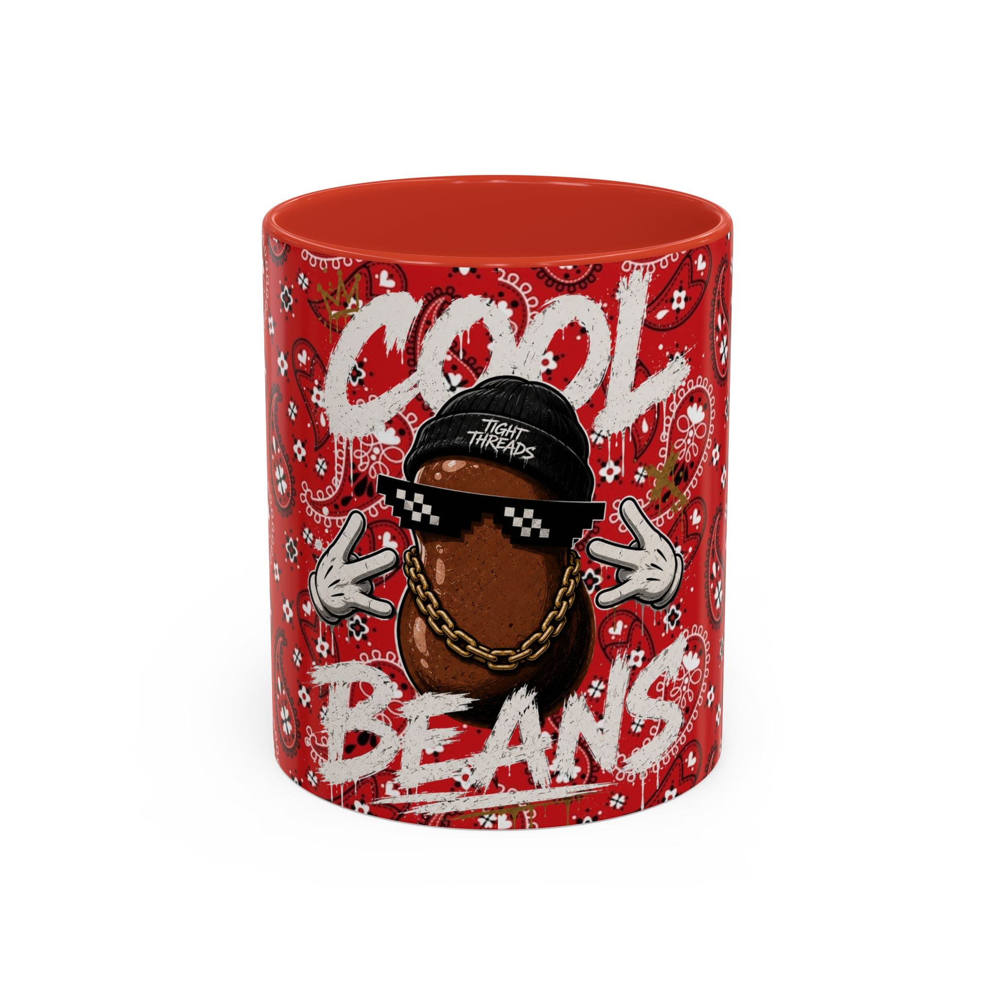 Cool Beans Mug | Red Bandana Coffee Cup, Hip-Hop Bean Graphic 11oz 15oz
