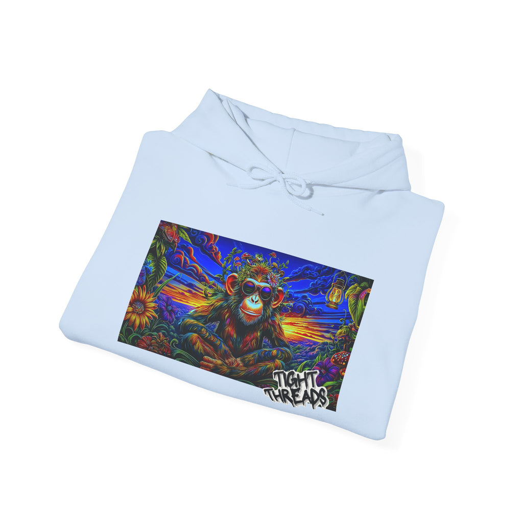 Colorful Cool Monkey Artistic Hoodie, Graphic Sweatshirt, Beach Vibe, Casual Streetwear, Cozy Gift, Unisex Hooded Sweatshirt