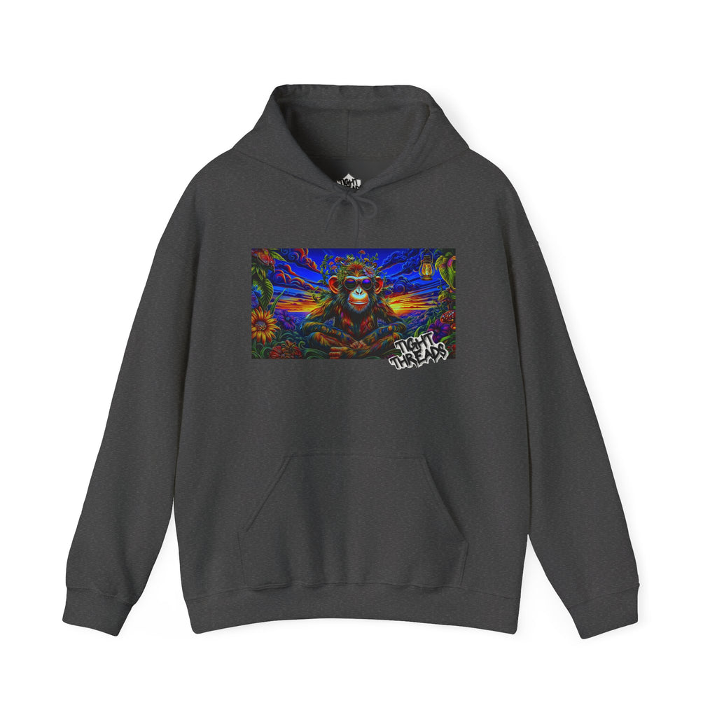 Colorful Cool Monkey Artistic Hoodie, Graphic Sweatshirt, Beach Vibe, Casual Streetwear, Cozy Gift, Unisex Hooded Sweatshirt