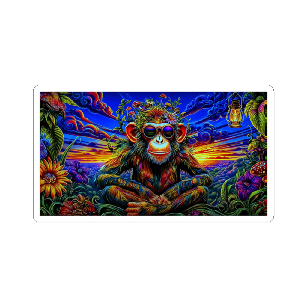 Psychedelic Monkey Kiss-Cut Stickers Funky Laptop Decals, Colorful Water Bottle Stickers, Unique Wall Art, Monkey Lover Gifts