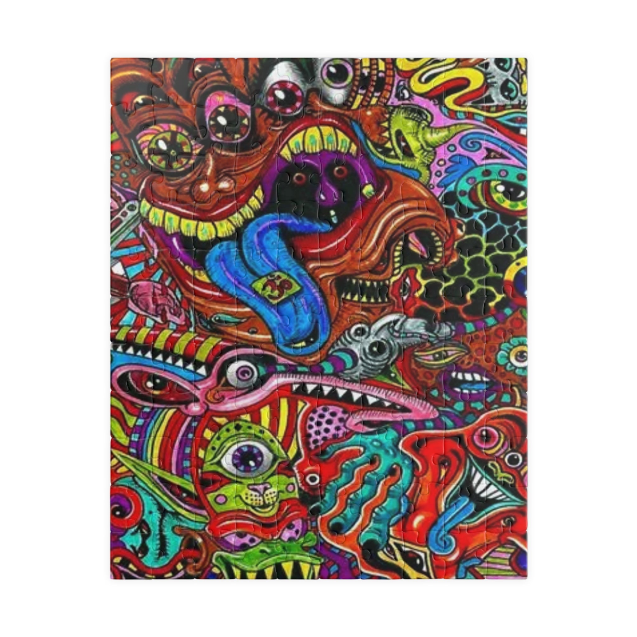 Psychedelic Monster Collage Puzzle 500+ Piece | Colorful Trippy Art Jigsaw