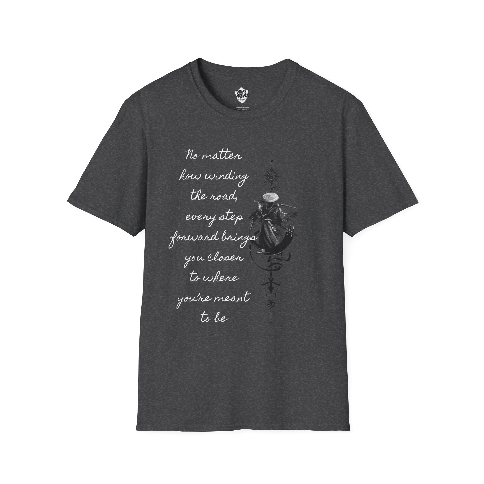 Samurai Unalome Inspirational Quote T-Shirt, Motivational Tee, Unique Graphic Shirt, Gift for Friends, Casual Wear, Unisex Softstyle Tee