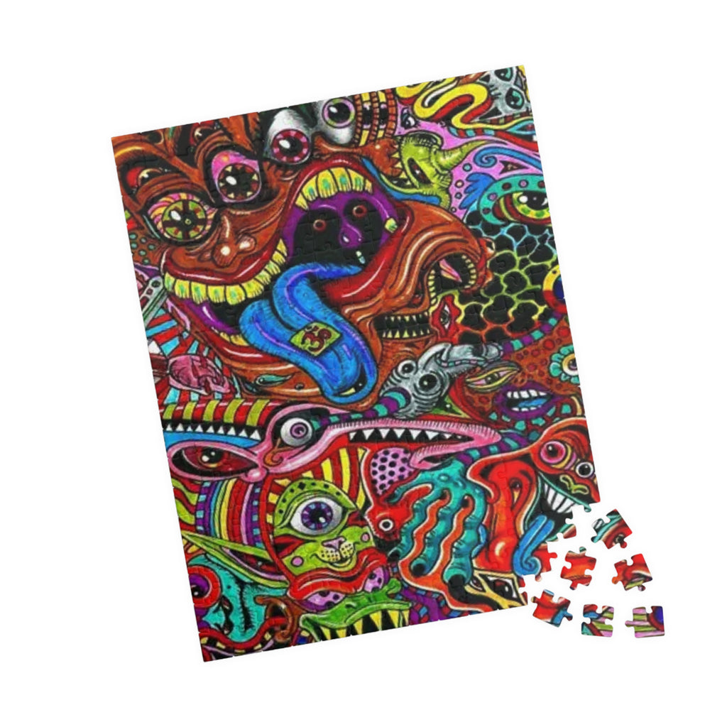 Psychedelic Monster Collage Puzzle 500+ Piece | Colorful Trippy Art Jigsaw