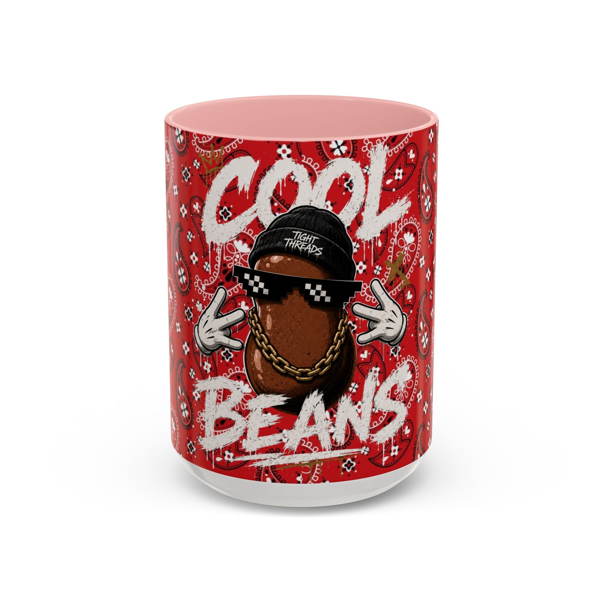 Cool Beans Mug | Red Bandana Coffee Cup, Hip-Hop Bean Graphic 11oz 15oz