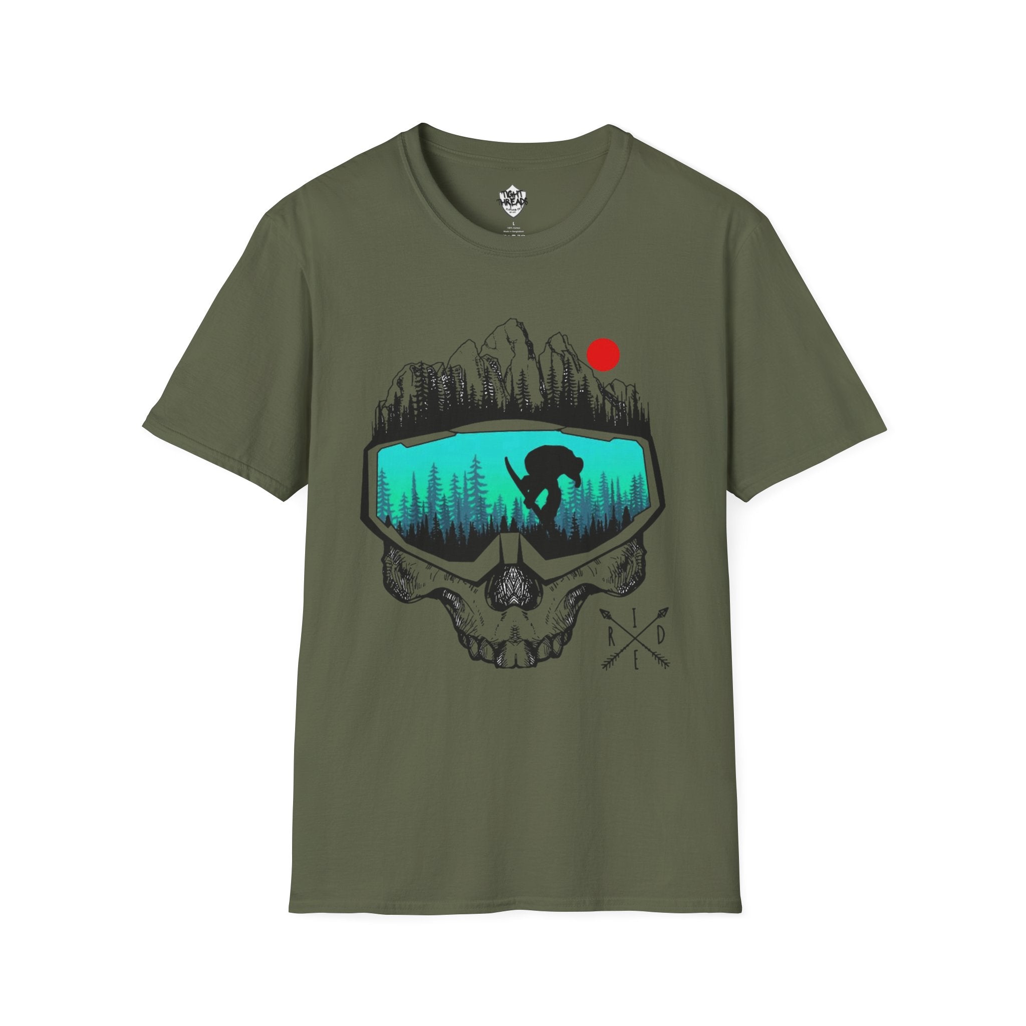 Snowboard Skull T-Shirt - Cool Adventure Graphic Tee for Outdoor Enthusiasts, Summer Festivals, Gift for Him/Her, Casual Wear, Nature tee