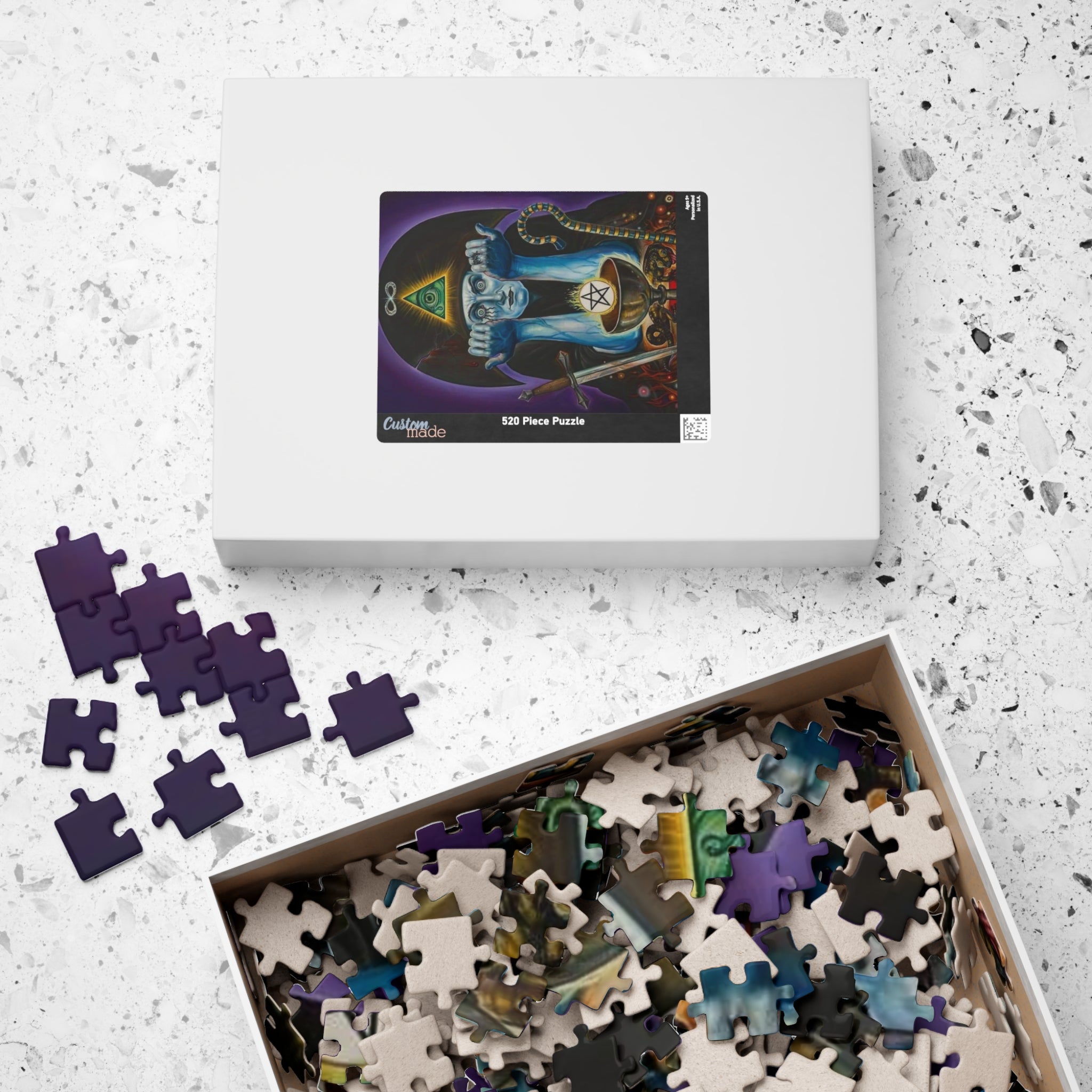 Occult Tarot Illustration Puzzle 520 Piece | Mystic Eye Pentagram Chalice Puzzle