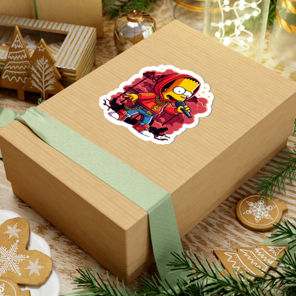 Rap Bart Simpson Sticker | Kiss-Cut Vinyl Sticker, Hip Hop Character