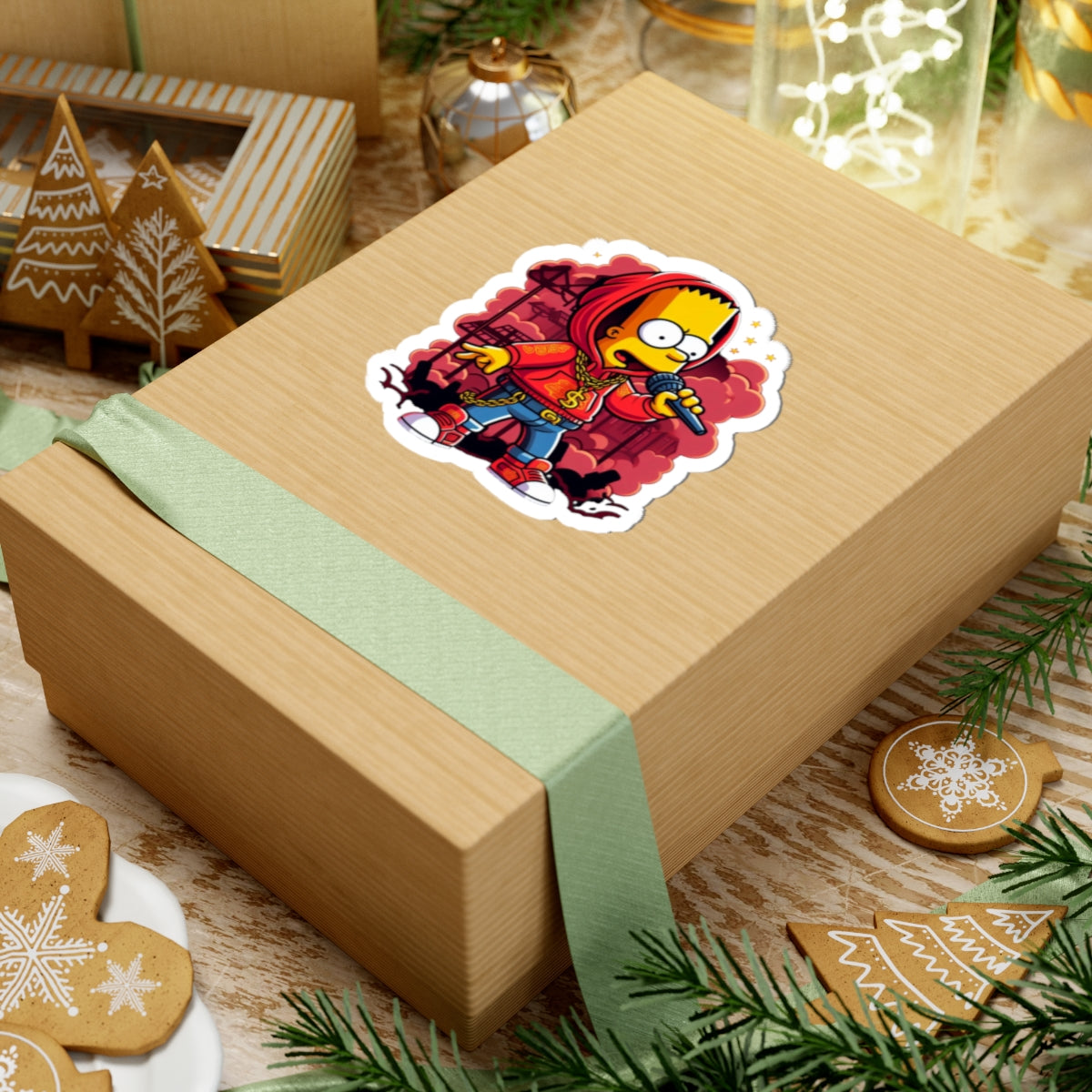 Rap Bart Simpson Sticker | Kiss-Cut Vinyl Sticker, Hip Hop Character