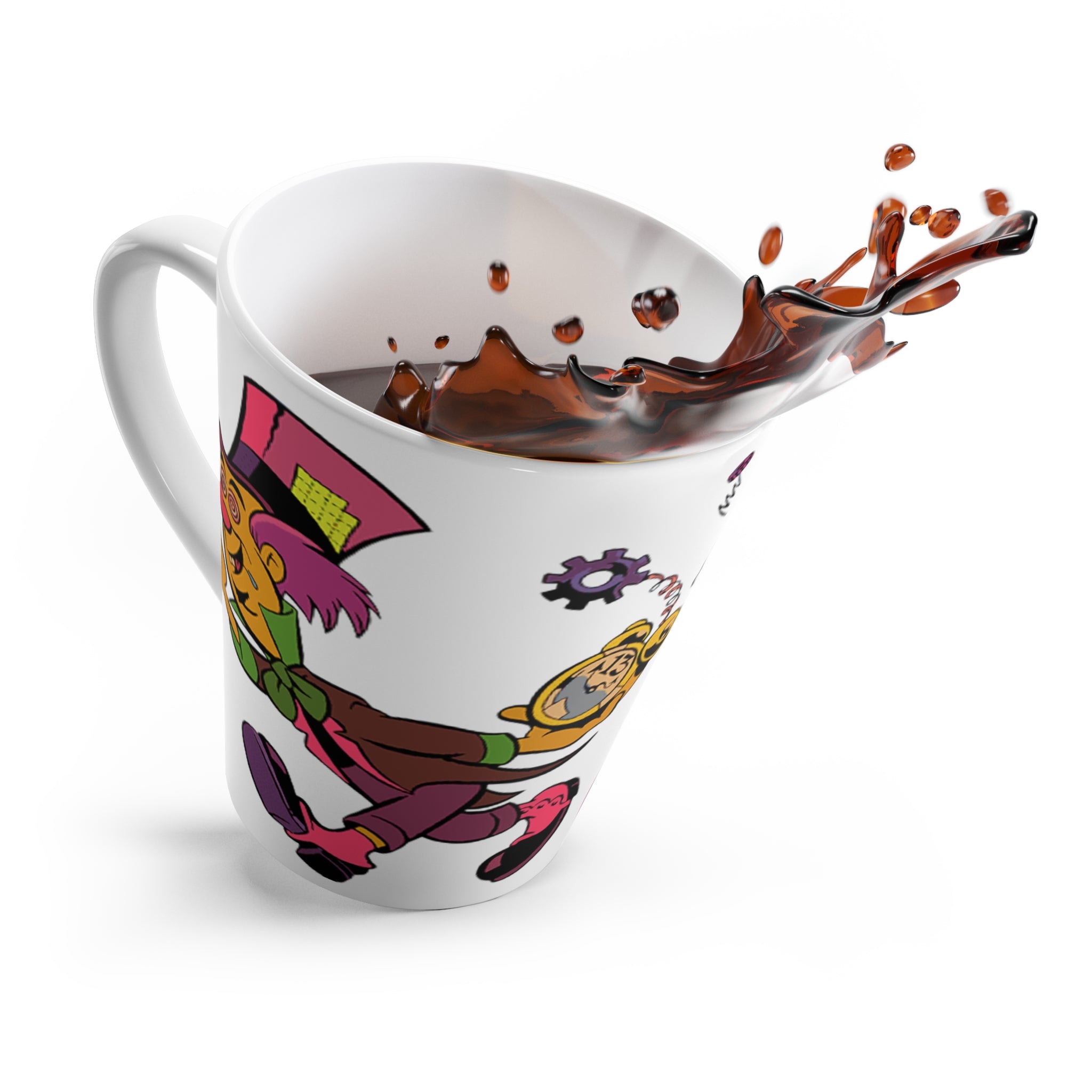 Mad Hatter Tea Party Latte Mug | Alice in Wonderland, Whimsical Teacup Design