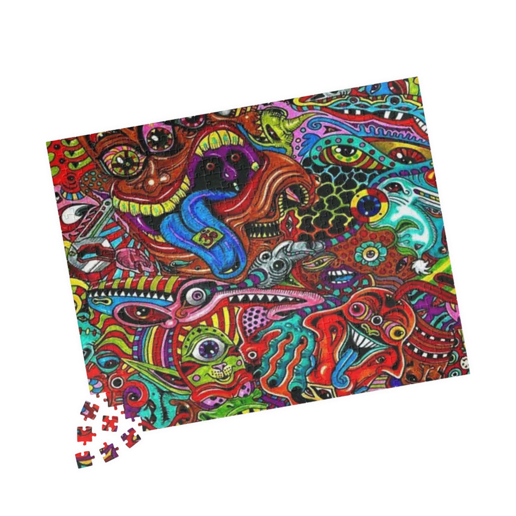 Psychedelic Monster Collage Puzzle 500+ Piece | Colorful Trippy Art Jigsaw