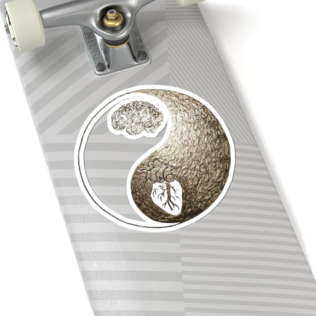 Yin Yang Kiss-Cut Stickers - Heart & Brain Design, Perfect for Laptops, Journals, Decor, Gifts, Mindfulness