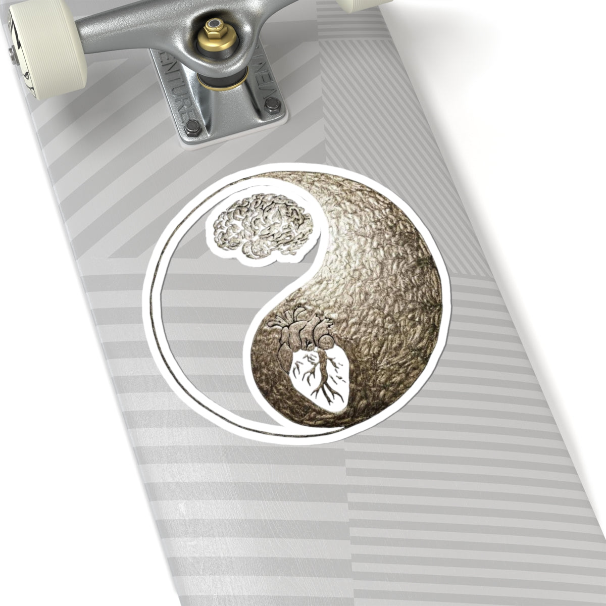 Yin Yang Kiss-Cut Stickers - Heart & Brain Design, Perfect for Laptops, Journals, Decor, Gifts, Mindfulness