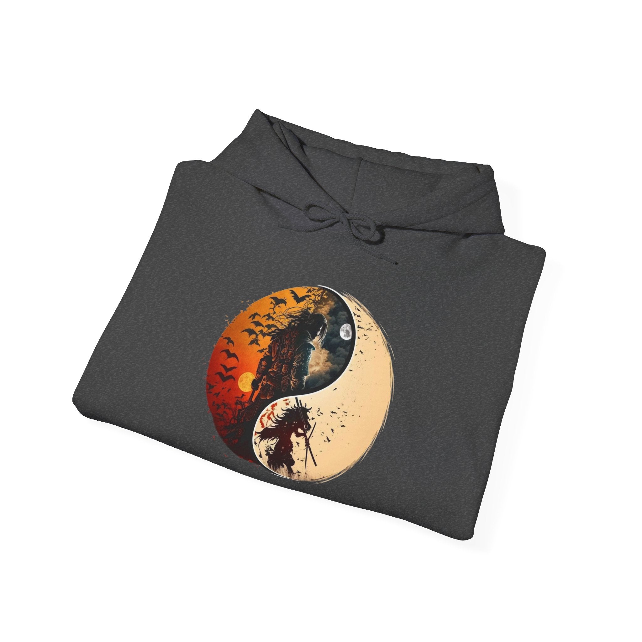Yin Yang Samurai Hoodie - Cozy Streetwear, Unisex Fashion, Meditation Gift, Casual Wear, Spiritual Apparel