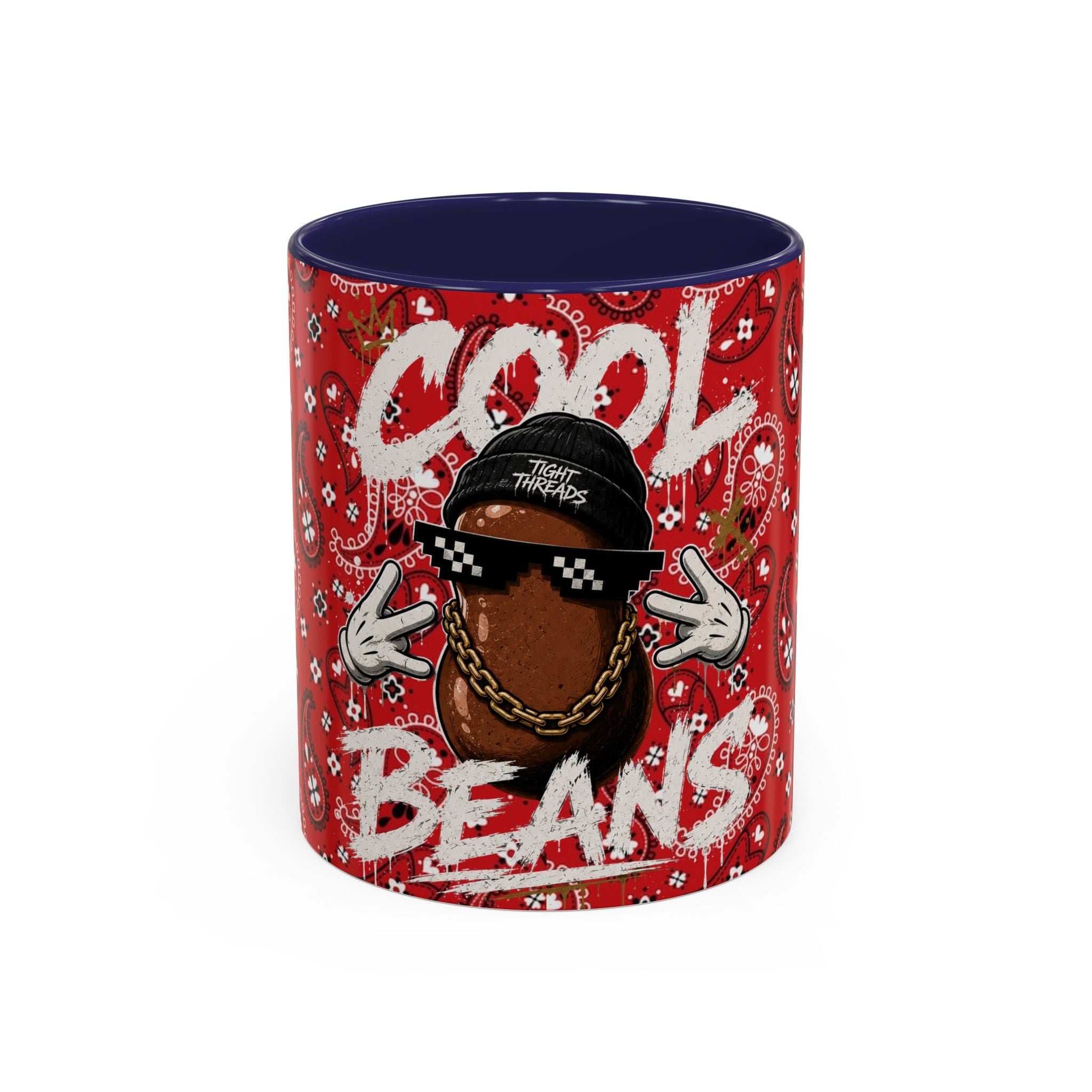 Cool Beans Mug | Red Bandana Coffee Cup, Hip-Hop Bean Graphic 11oz 15oz