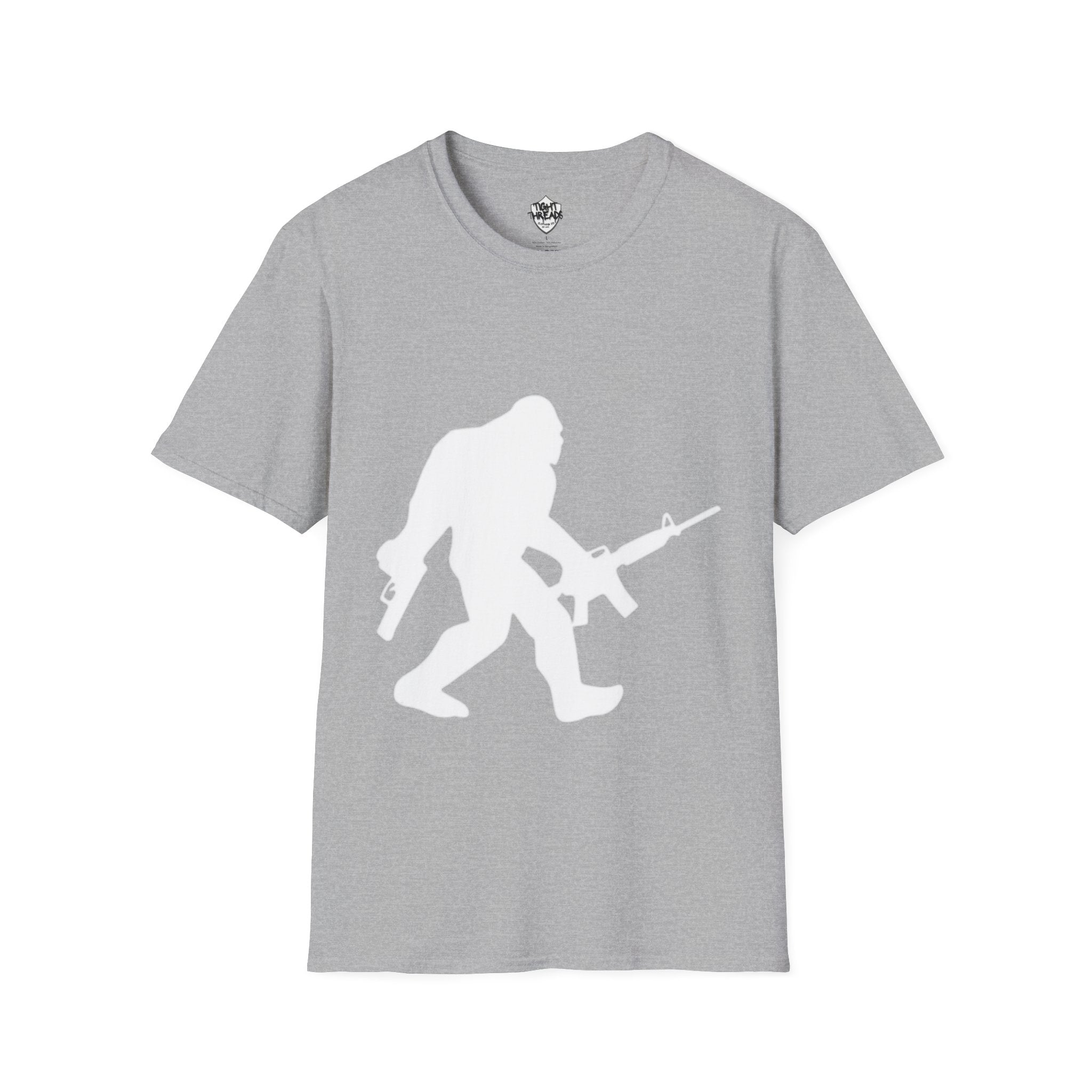 Sasquatch with Rifle T-Shirt | Bigfoot Hunting Silhouette Tee