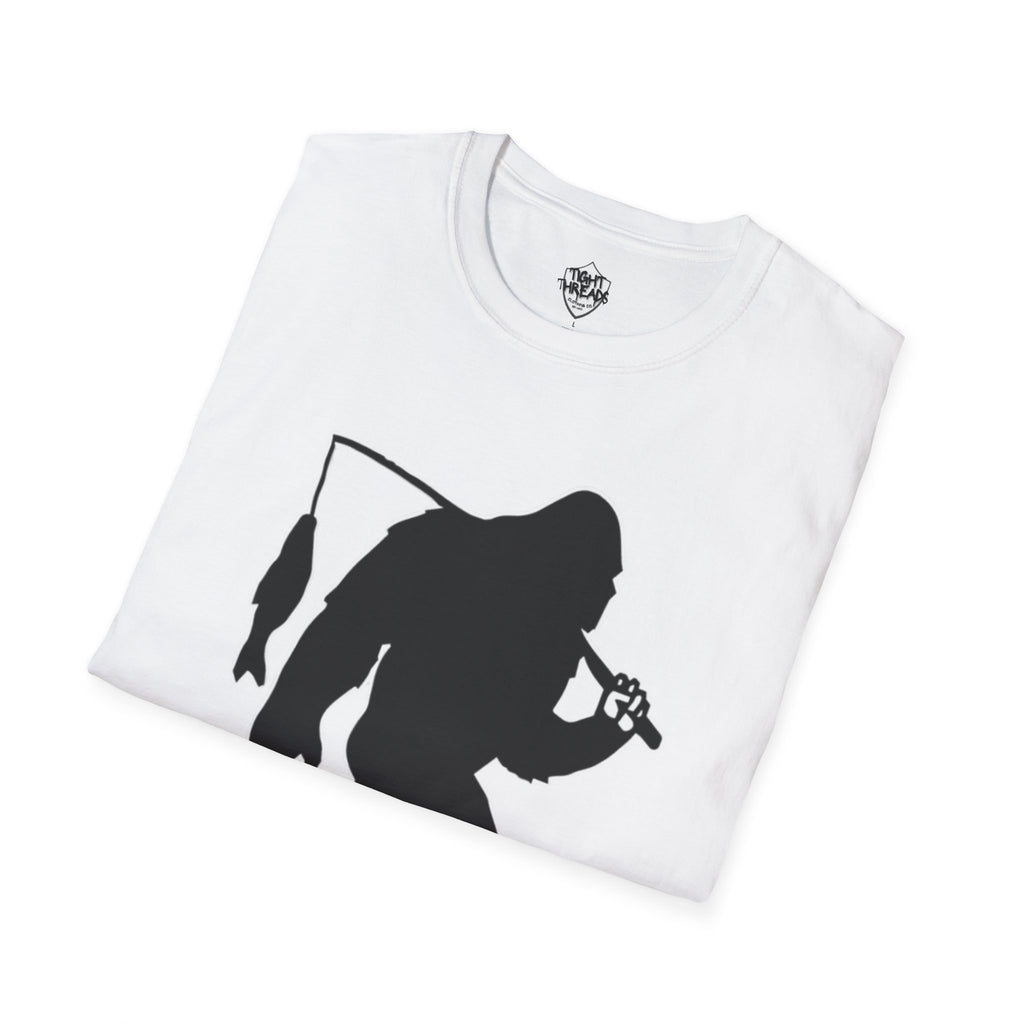 Bigfoot Fishing T-Shirt | Sasquatch Fisherman Silhouette
