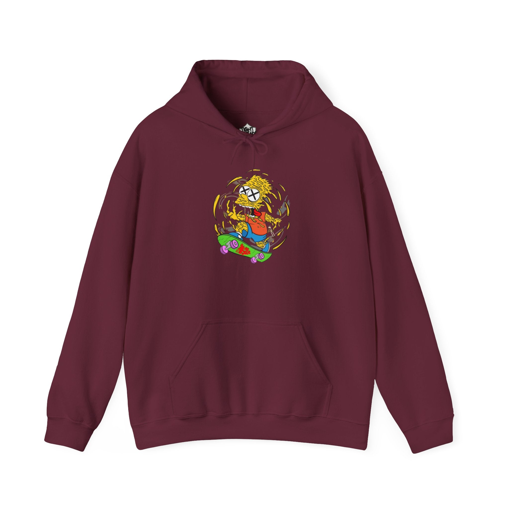 Warping Bart Simpson Skateboarding Hoodie | Retro Skateboard Illustration