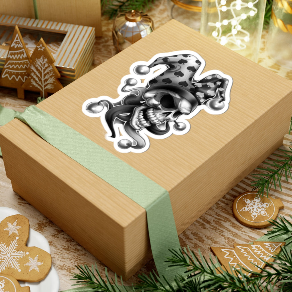 Jester Skull Stickers - Cool Laptop Decal, Goth Aesthetic Art, Dark Humor Gift, Halloween Decor, Unique Punk Accessories