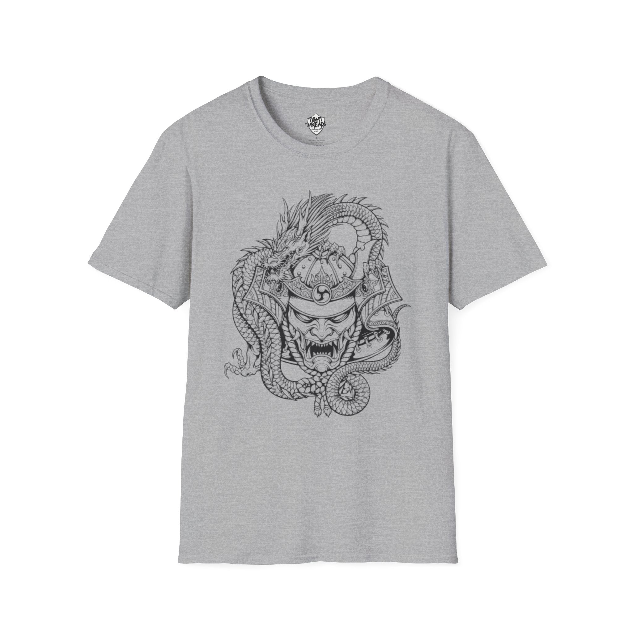 Dragon Oni Graphic Unisex Softstyle T-Shirt, Casual Wear, Gift for Him/Her, Festival Outfit, Anime Lover Tee, Unique Art Shirt