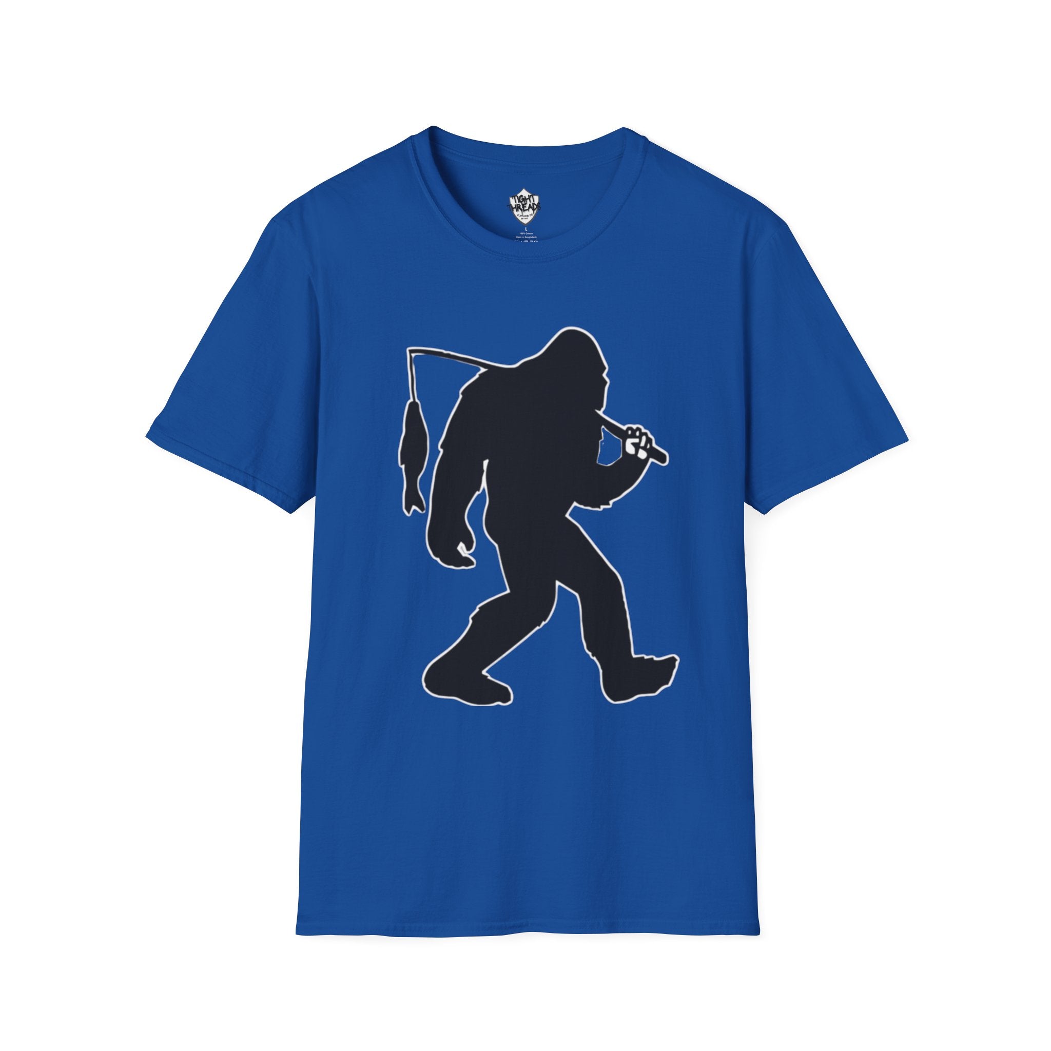 Bigfoot Fishing T-Shirt | Sasquatch Fisherman Silhouette