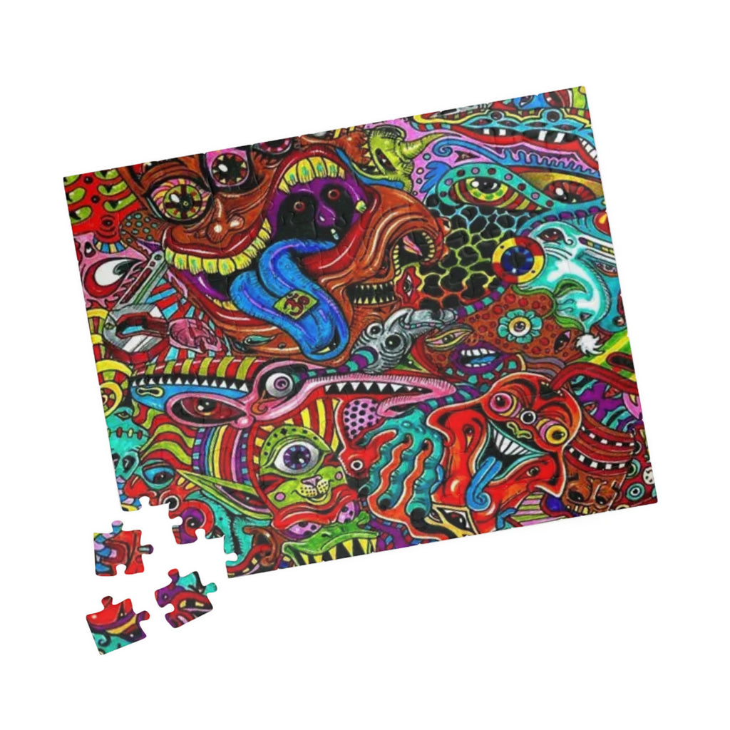 Psychedelic Monster Collage Puzzle 500+ Piece | Colorful Trippy Art Jigsaw