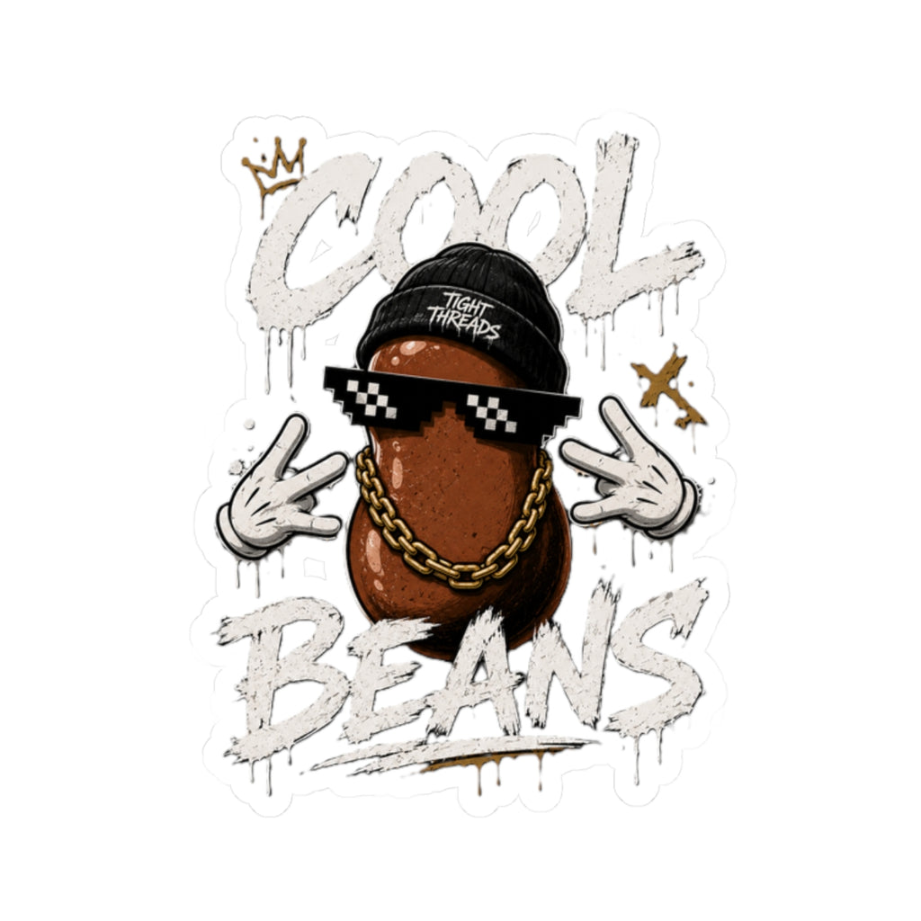 Cool Beans Sticker — Hip-Hop Bean Character Kiss-Cut Sticker