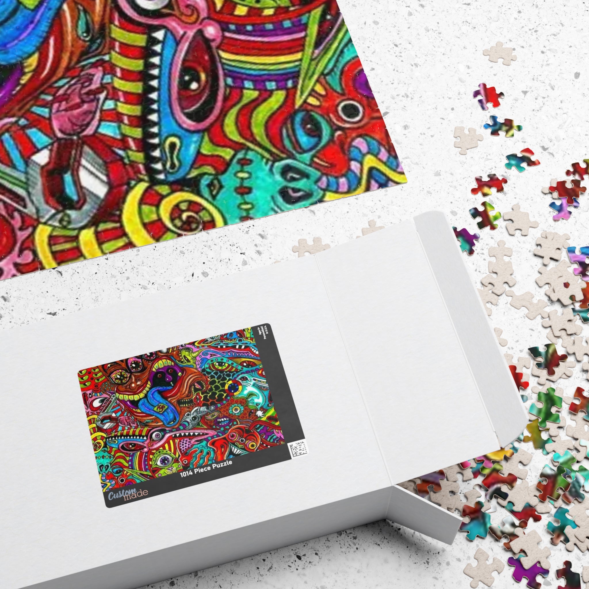 Psychedelic Monster Collage Puzzle 500+ Piece | Colorful Trippy Art Jigsaw