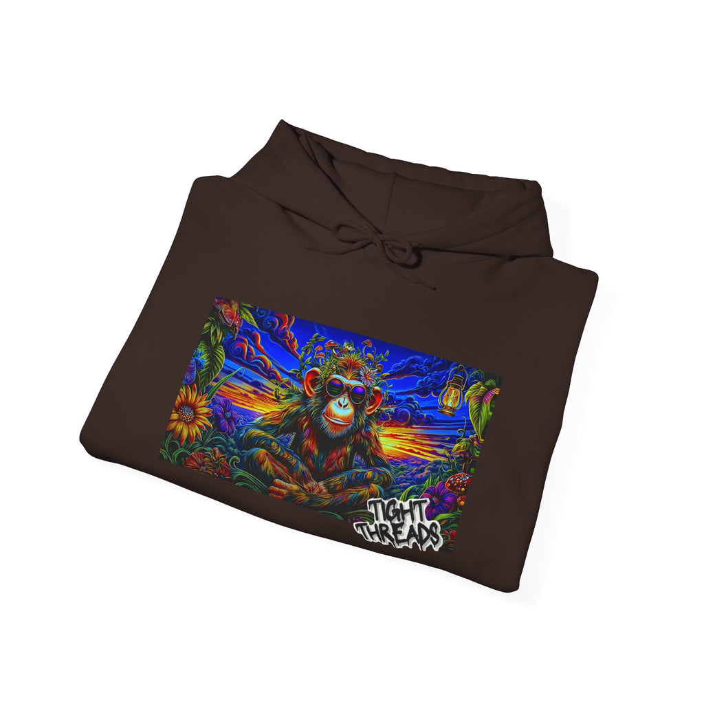 Colorful Cool Monkey Artistic Hoodie, Graphic Sweatshirt, Beach Vibe, Casual Streetwear, Cozy Gift, Unisex Hooded Sweatshirt