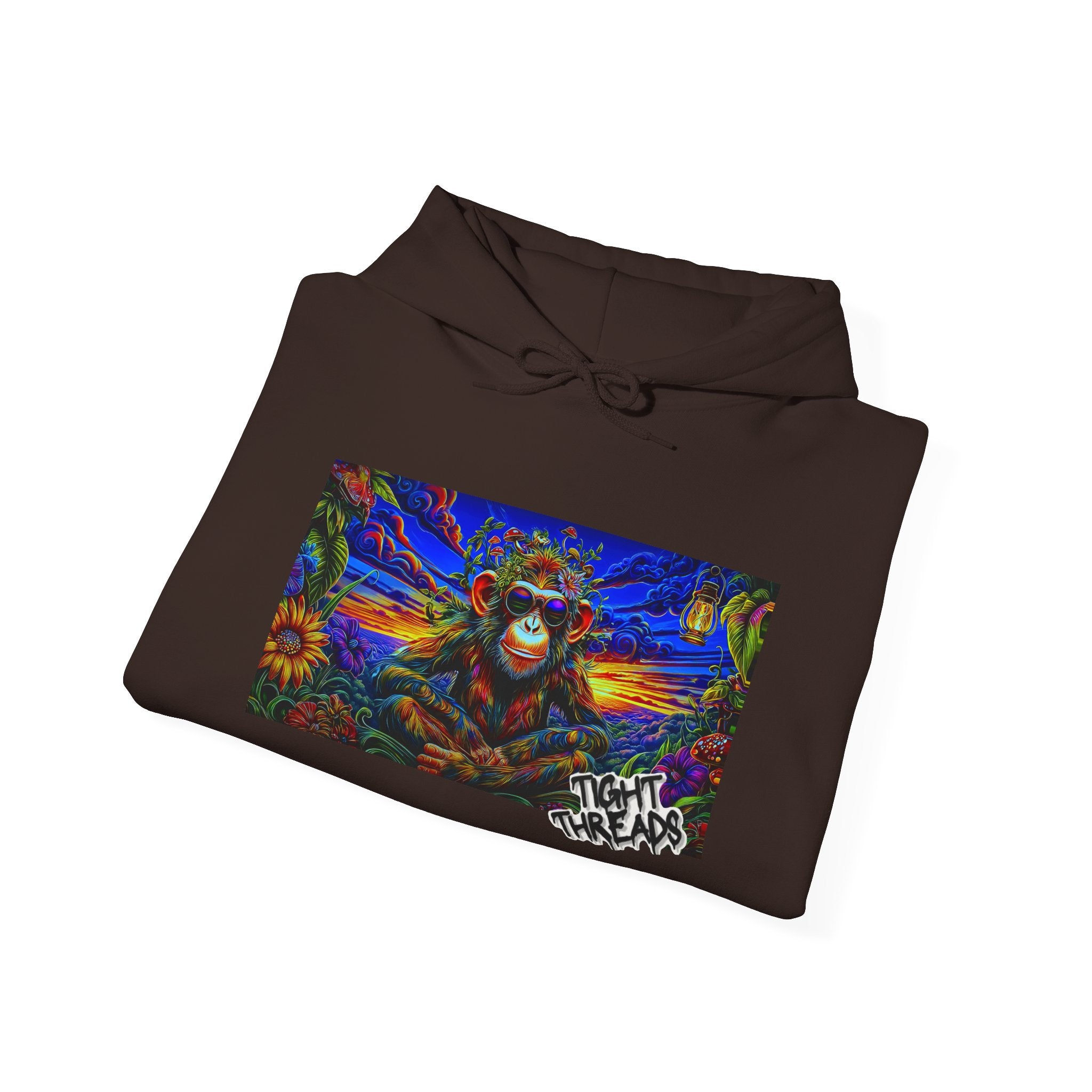 Colorful Cool Monkey Artistic Hoodie, Graphic Sweatshirt, Beach Vibe, Casual Streetwear, Cozy Gift, Unisex Hooded Sweatshirt