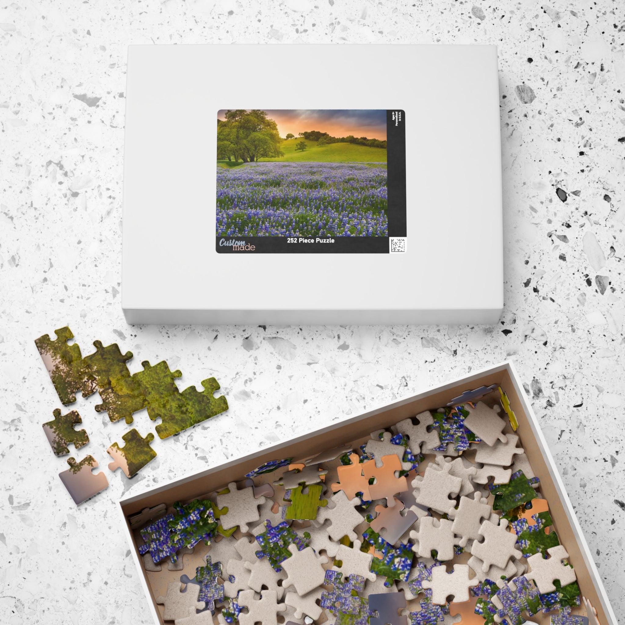Bluebonnet Field Sunset Puzzle | Scenic Landscape Jigsaw