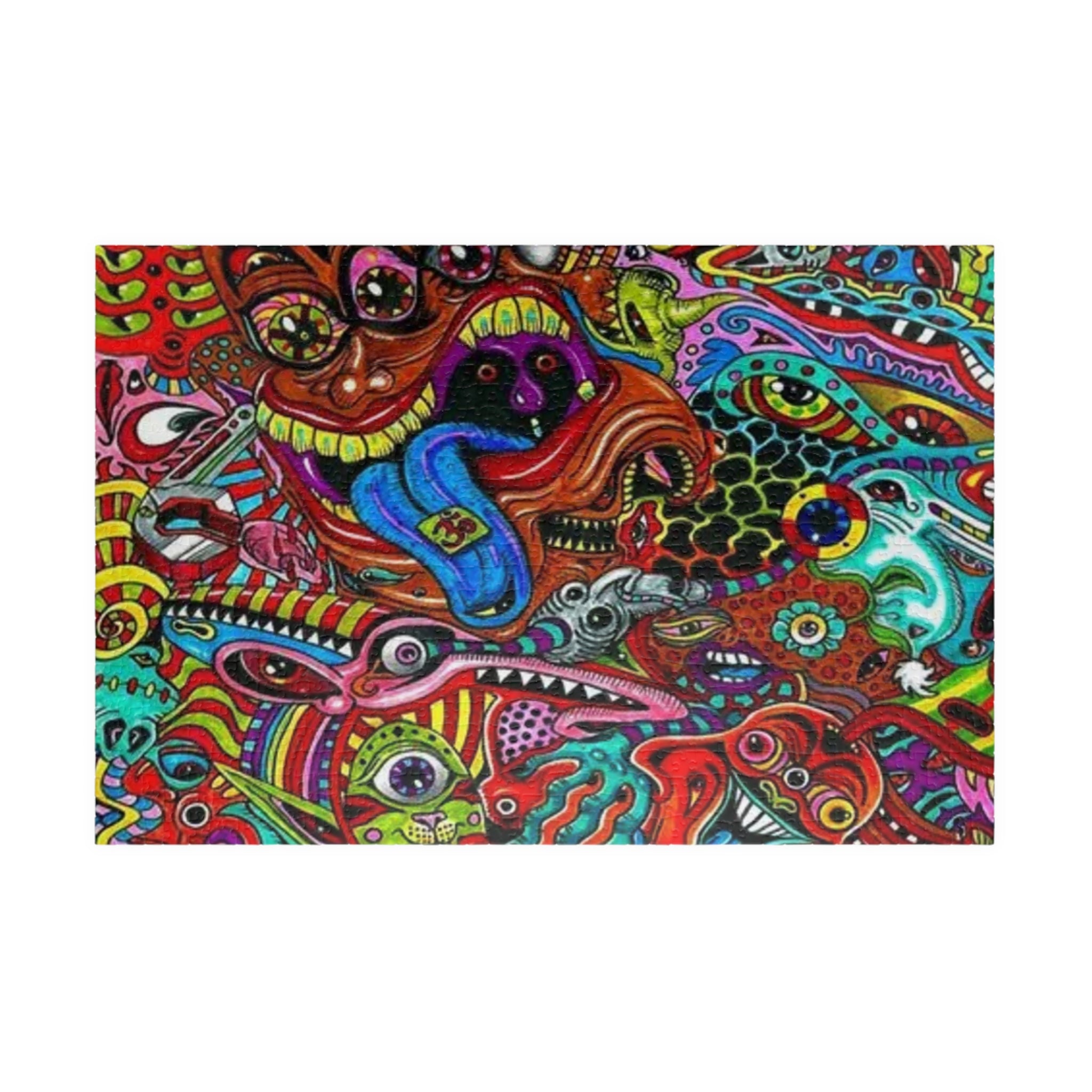Psychedelic Monster Collage Puzzle 500+ Piece | Colorful Trippy Art Jigsaw