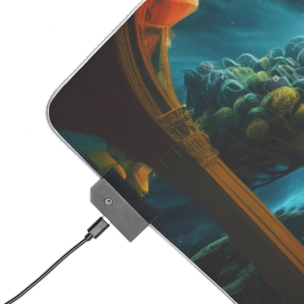 Mystic Temple at Moonlight LED Gaming Mouse Pad | Fantasy Landscape, RGB Edge